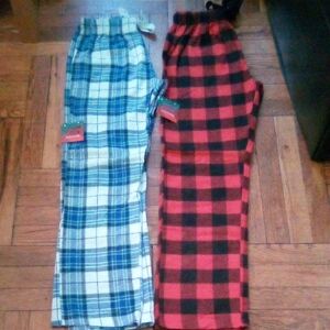 Pre-Teen, Teenager, Women's Flannel Plaid Pajama Pants - Red/Black & Blue/White